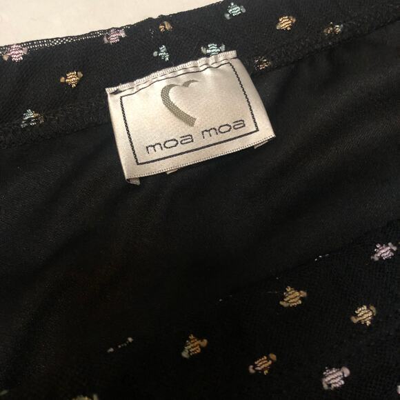 Moa Moa Black Sheer Midi Skirt – Pastel Mini Floral Print - Picture 4 of 4